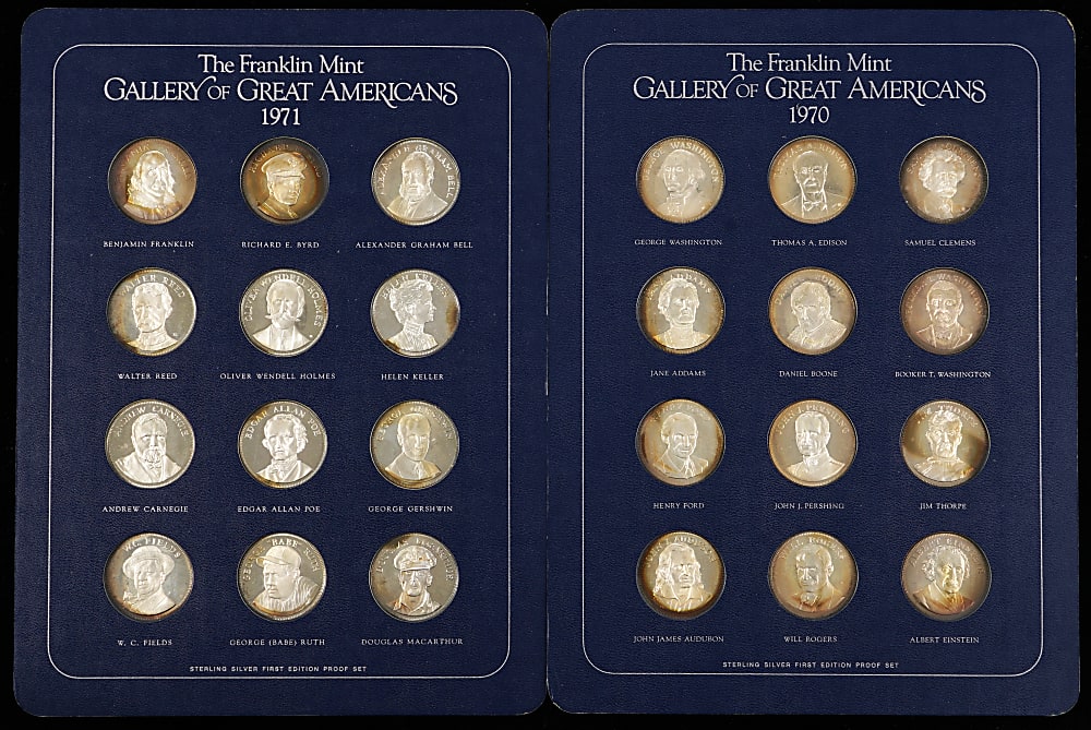1970-1972 Packaged Silver Medal/Coin Collection with 1970-1971 Gallery of Great Americans Set (24) & Singles (4)