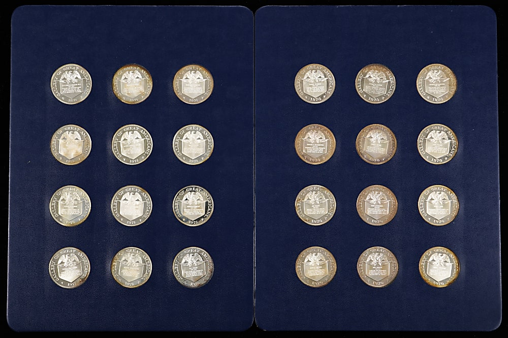 1970-1972 Packaged Silver Medal/Coin Collection with 1970-1971 Gallery of Great Americans Set (24) & Singles (4)