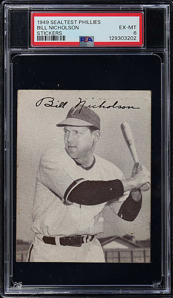1949 Sealtest Phillies Stickers Bill Nicholson PSA EX-MT 6