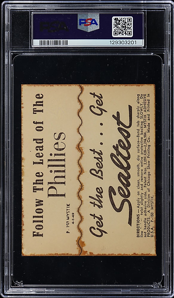 1949 Sealtest Phillies Stickers Curt Simmons PSA VG-EX 4