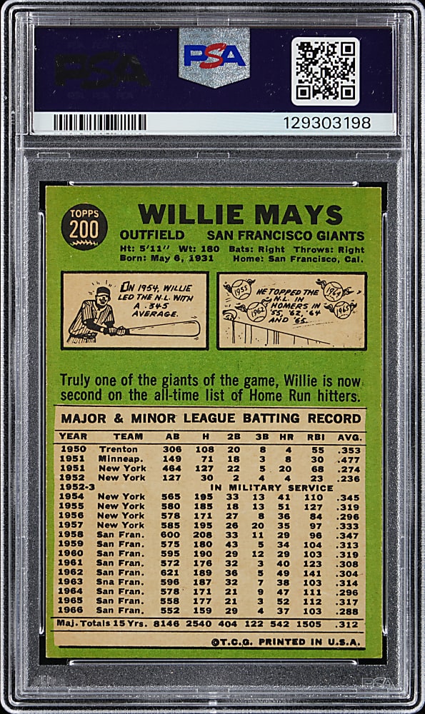 1967 Topps #200 Willie Mays PSA NM 7