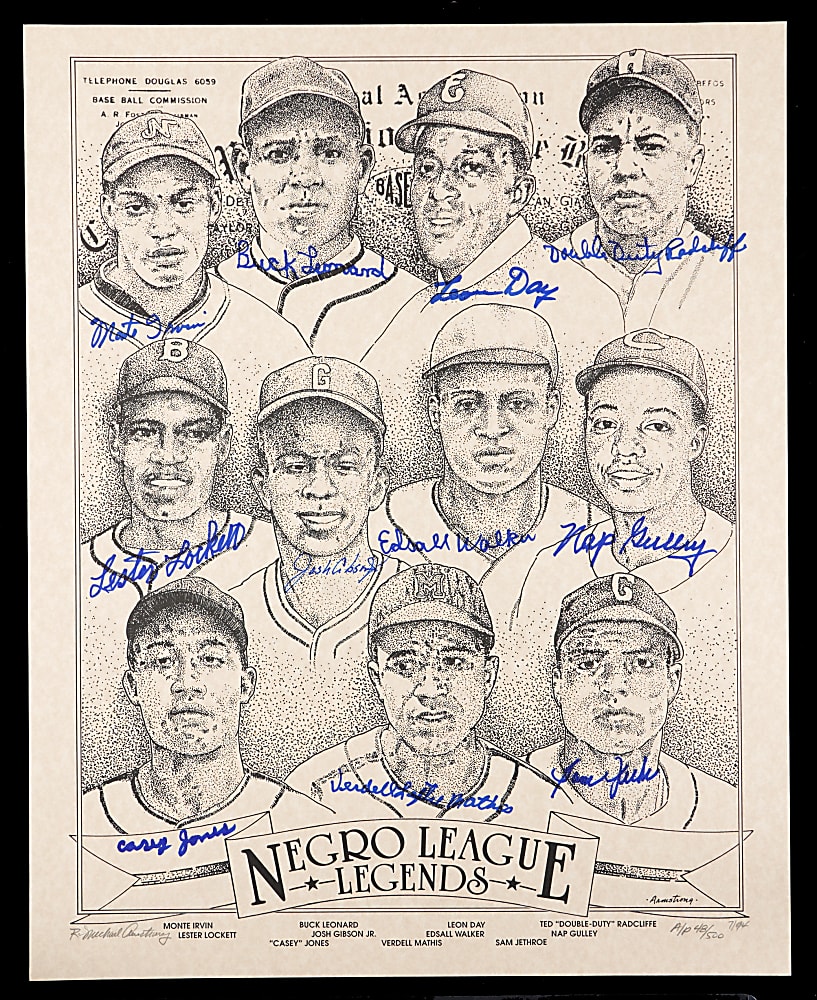 Negro League Legends Signed Limited Edition Artist Proof Pair (23 Total Signatures) with Various Hall of Famers