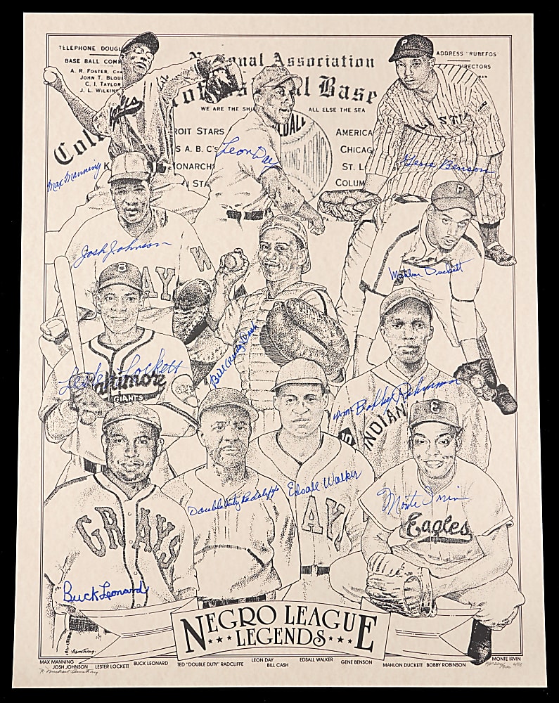 Negro League Legends Signed Limited Edition Artist Proof Pair (23 Total Signatures) with Various Hall of Famers