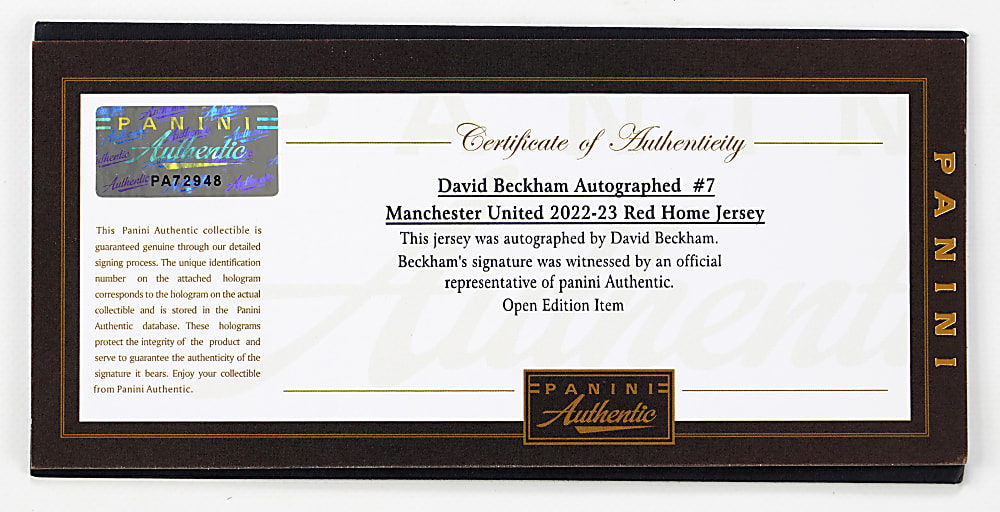 2022-2023 David Beckham Signed Manchester United Jersey with Panini COA