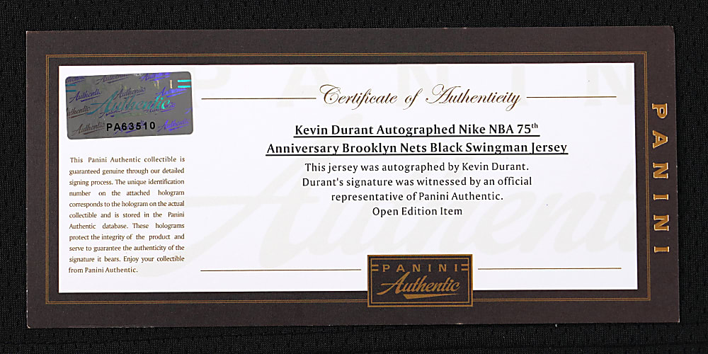 2021-2022 Kevin Durant Signed Brooklyn Nets NBA 75th Anniversary Jersey with Panini COA