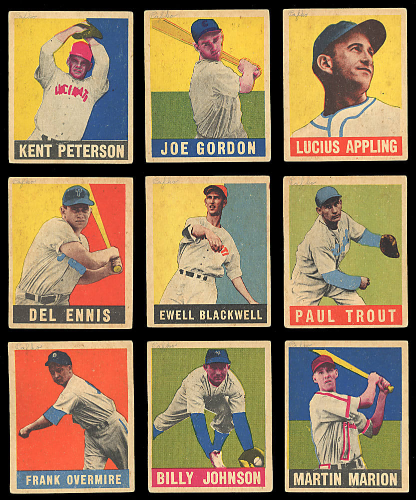 1948 Leaf Starter Set (42) with (9) Hall of Famers Including Phil Rizzuto & Honus Wagner