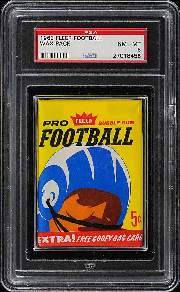 Scarce 1963 Fleer Football 5-Cent Unopened Wax Pack PSA NM-MT 8 - Population 3 with Only 4 Graded Higher
