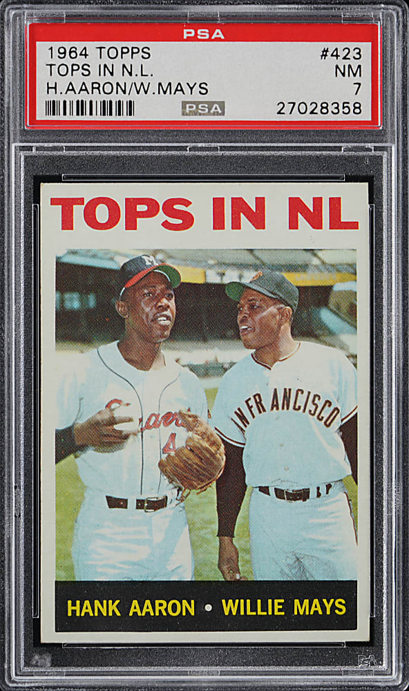 1964 Topps #423 Hank Aaron/Willie Mays PSA NM 7