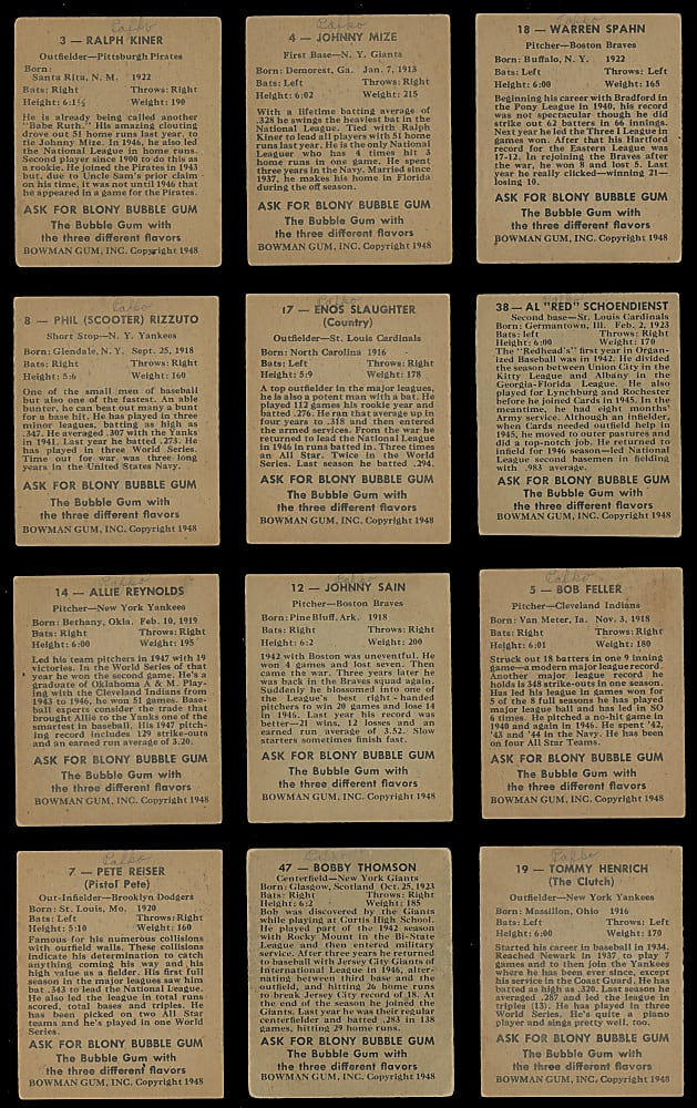 1948 Bowman Near Set (39/48) with (7) Hall of Famers