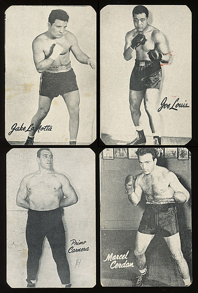 1947 Bond Bread Wrestling & Boxing Group (4) with Joe Louis & Jake LaMotta