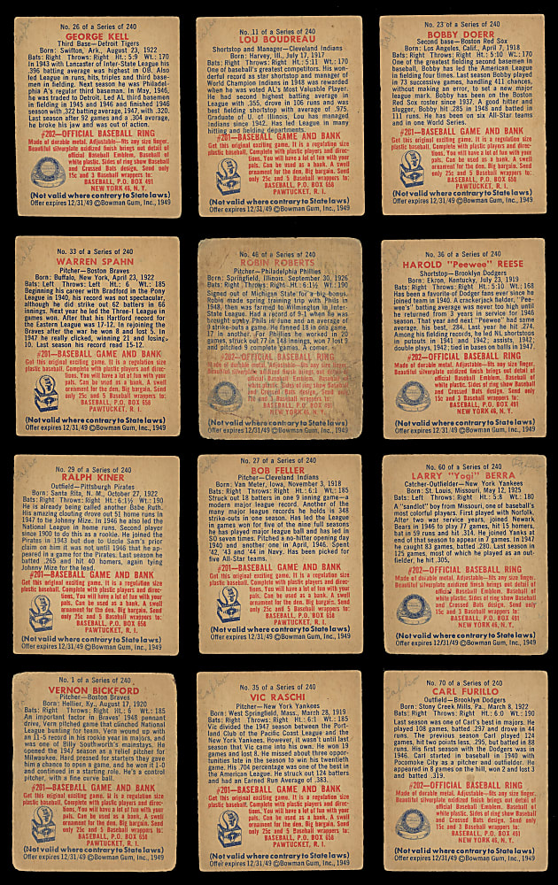 1949 Bowman Starter Set (60) with (9) Hall of Famers & (2) High Numbers