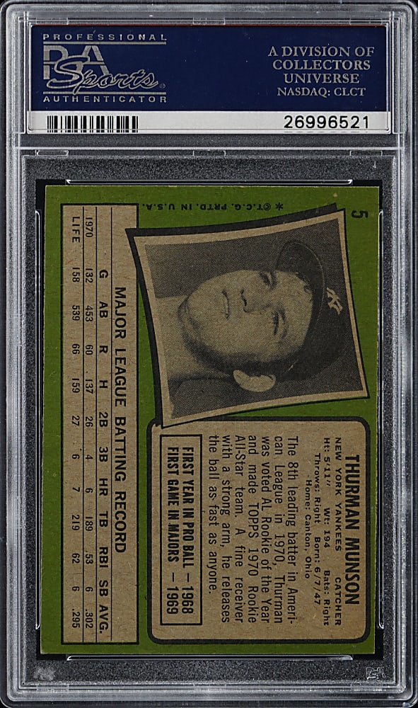1971 Topps #5 Thurman Munson PSA EX-MT 6