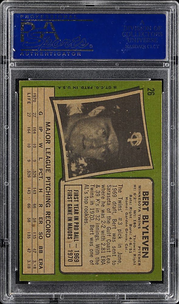 1971 Topps #26 Bert Blyleven Rookie PSA NM 7