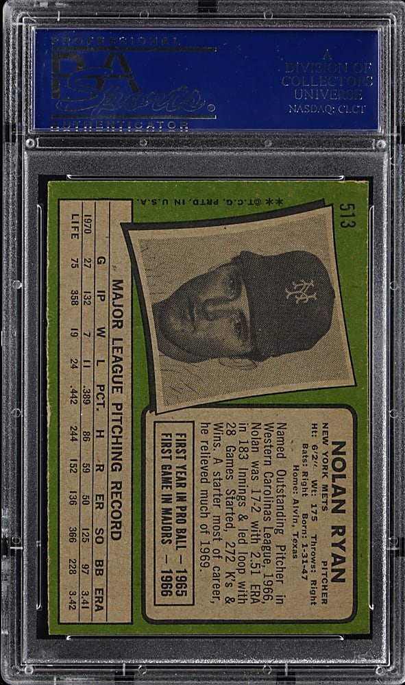 1971 Topps #513 Nolan Ryan PSA NM 7
