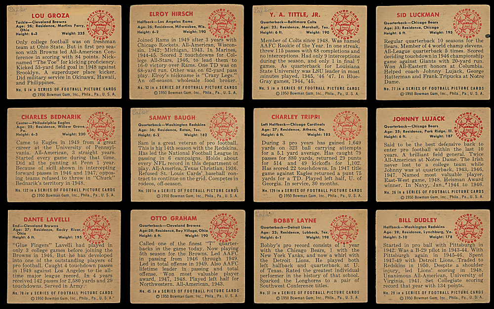 1950 Bowman Football Partial Set (110/144) with Most Keys Including Otto Graham Rookie