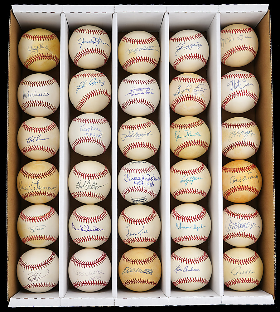 Hall of Famer Single-Signed Baseball Collection (36) with Several Deceased