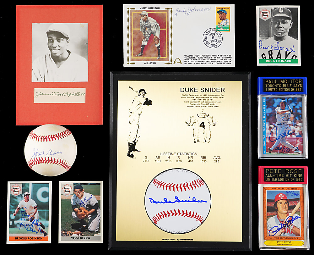 Legends & Hall of Famers Signed Collection (16) with Hank Aaron Single-Signed Ball