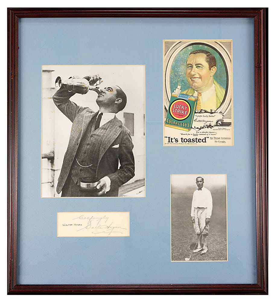 Walter Hagen Signature Cut & Photos in Framed Display