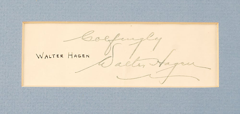 Walter Hagen Signature Cut & Photos in Framed Display