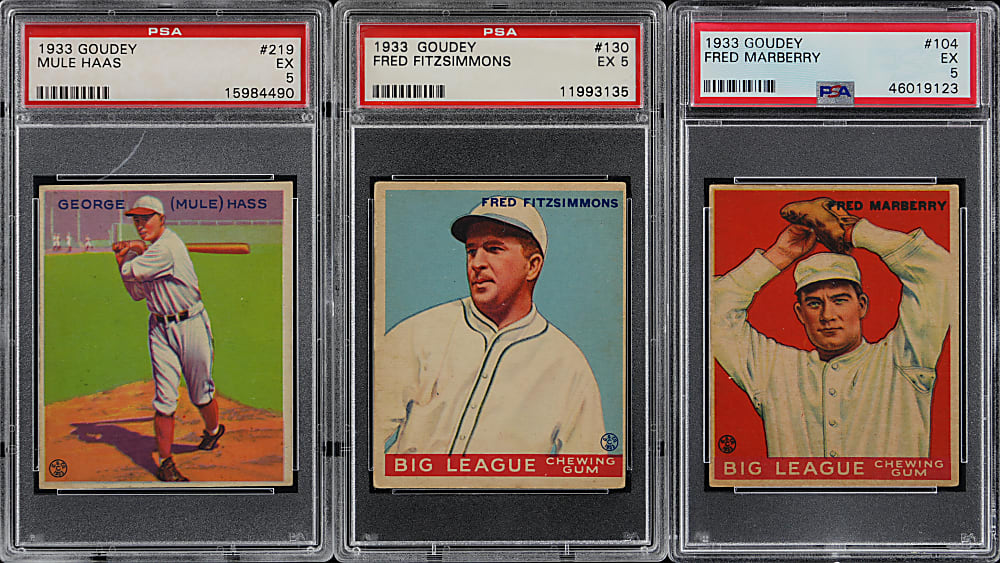 1933 Goudey PSA EX 5 Graded Trio