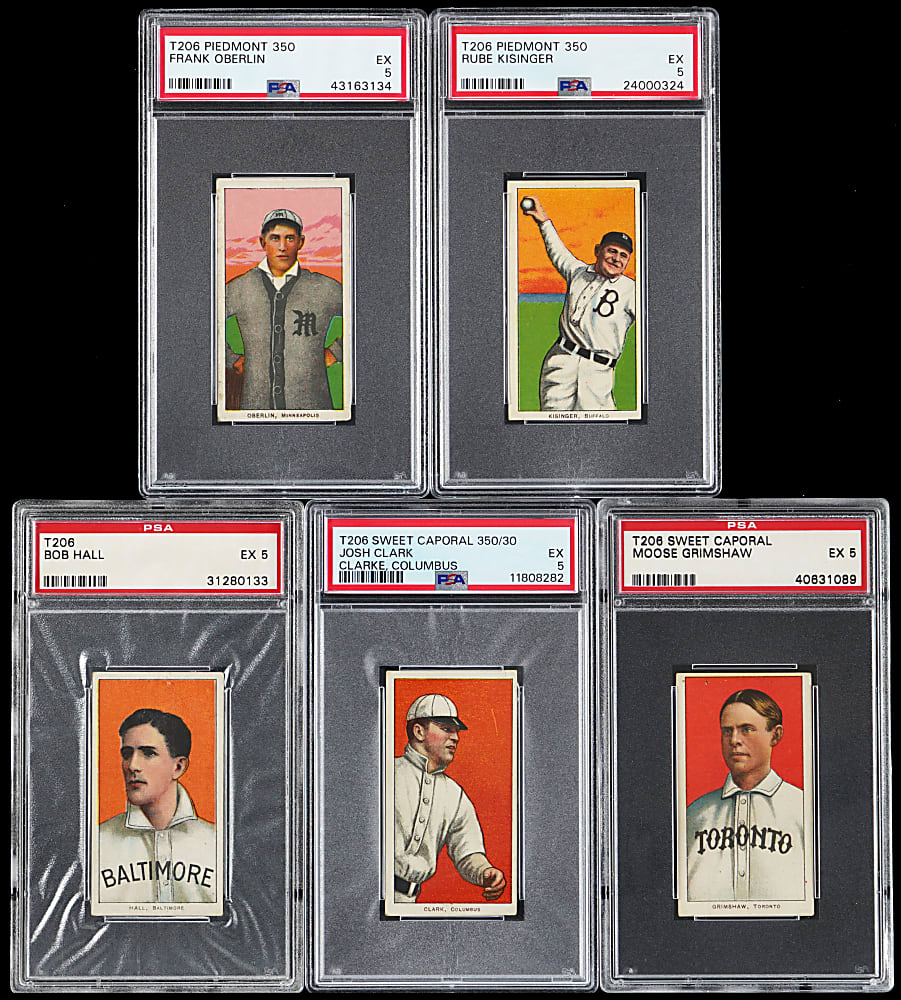 1909-1911 T206 White Border Minor Leaguers PSA EX 5 Collection (5)