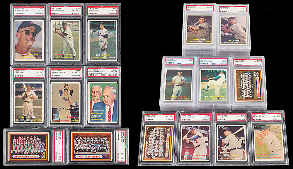 1957 Topps Starter Set PSA EX-MT 6 Graded (112) with (13) Hall of Famers, (22) Fourth Series & Contest Card