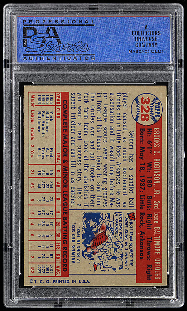 1957 Topps #328 Brooks Robinson Rookie PSA EX-MT 6