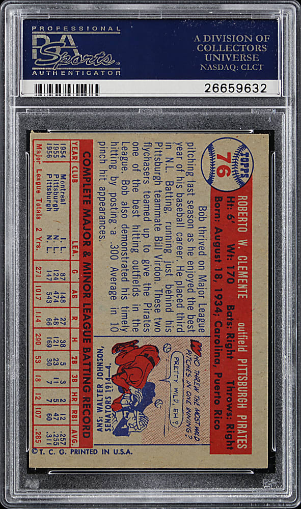 1957 Topps #76 Roberto Clemente PSA EX-MT 6