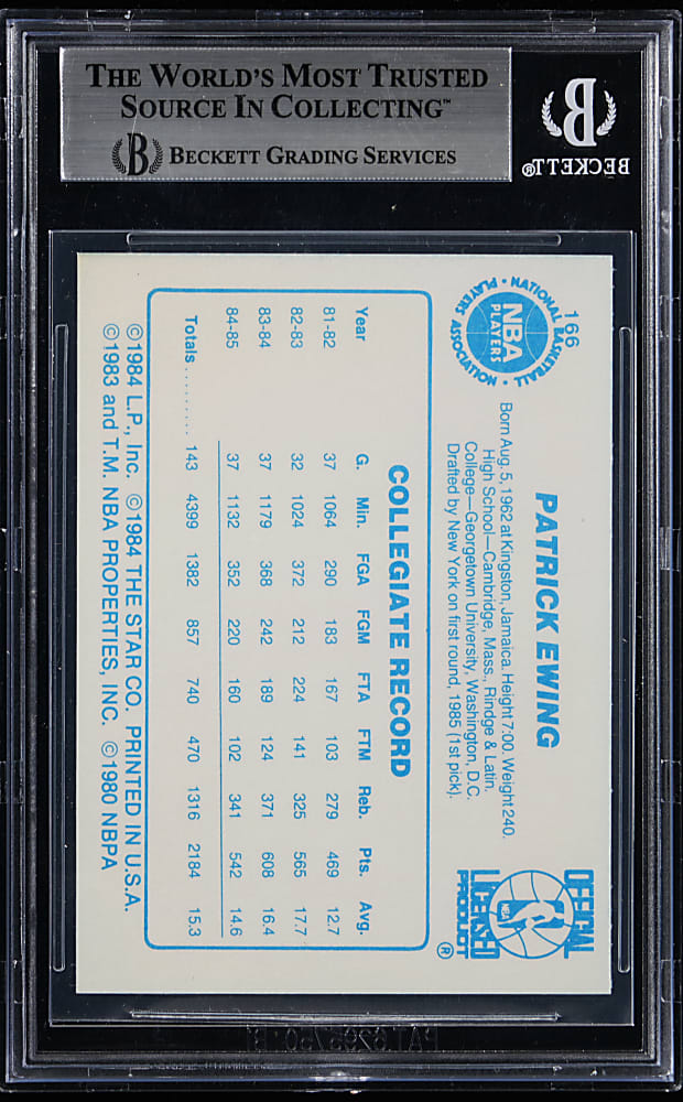 1985-1986 Star Basketball #166 Patrick Ewing Rookie BGS MINT 9