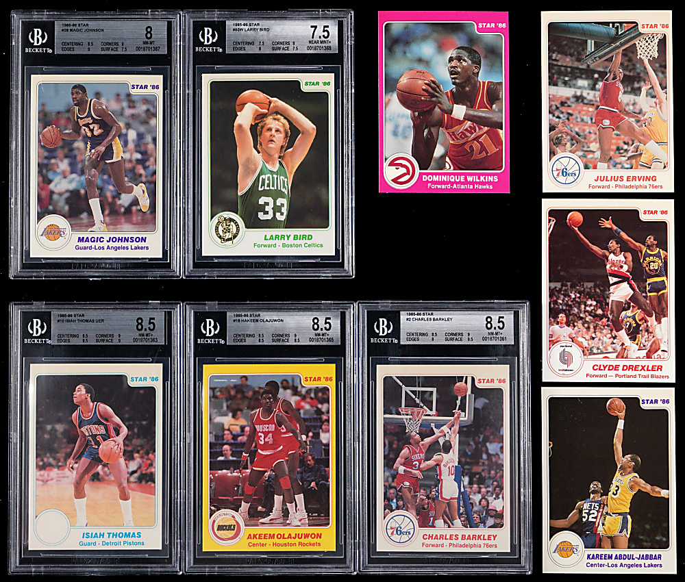 1985-1986 Star Basketball Near Set (170/172) with (5) Beckett Graded Hall of Famers