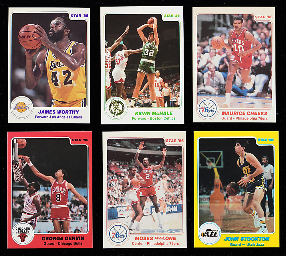 1985-1986 Star Basketball Near Set (170/172) with (5) Beckett Graded Hall of Famers