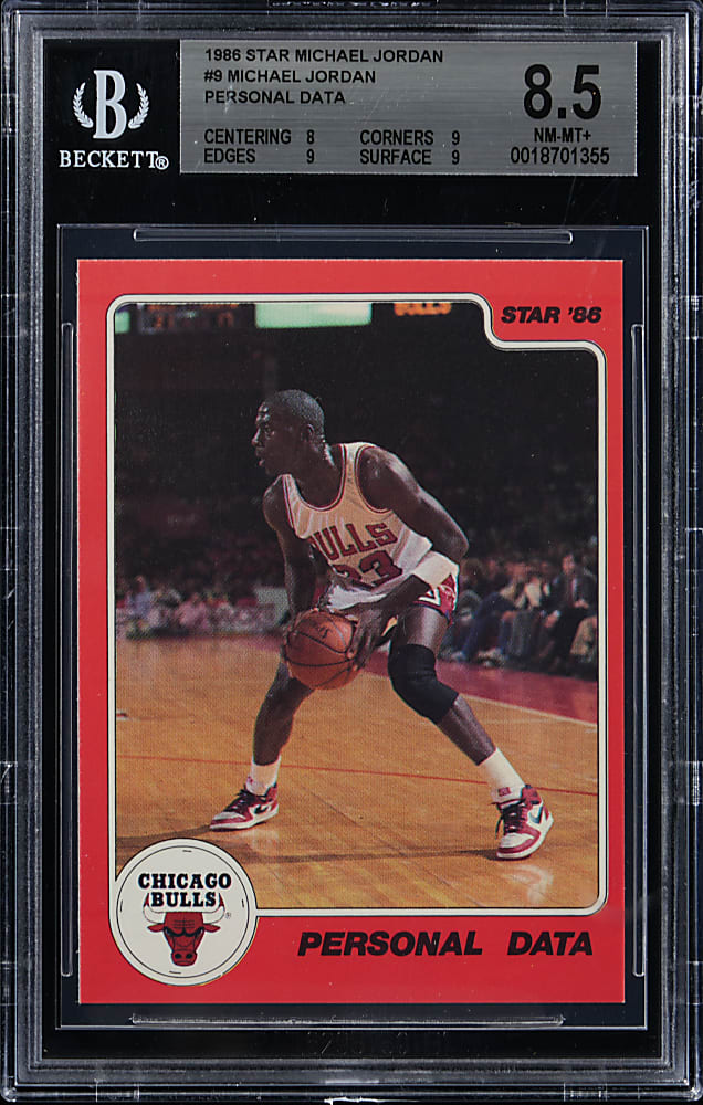 1986 Star Basketball Michael Jordan #9 "Personal Data" BGS NM-MT+ 8.5