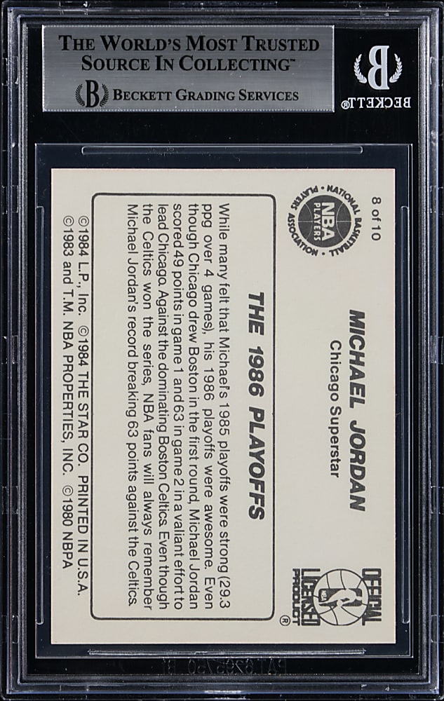 1986 Star Basketball Michael Jordan #8 "The 1986 Playoffs" BGS EX-MT+ 6.5