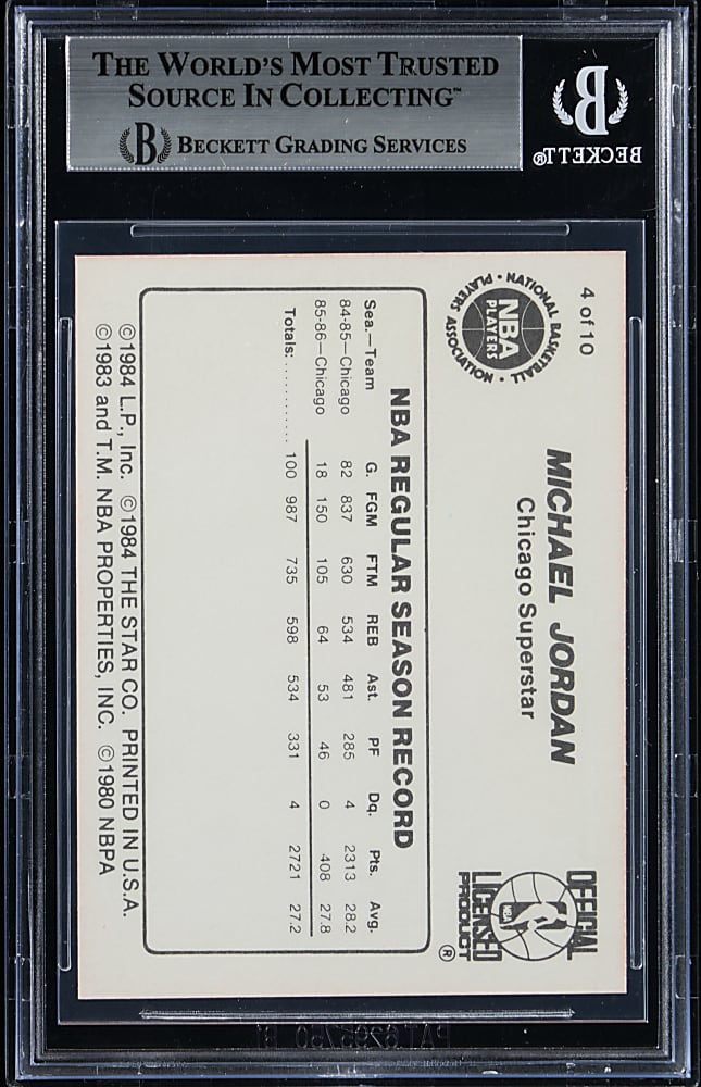 1986 Star Basketball Michael Jordan #4 "Pro Stats" BGS NM-MT+ 8.5