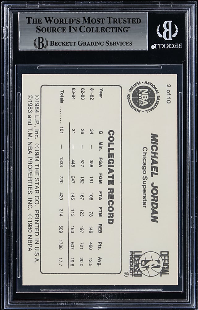 1986 Star Basketball Michael Jordan #2 "Collegiate Stats" BGS NM-MT 8