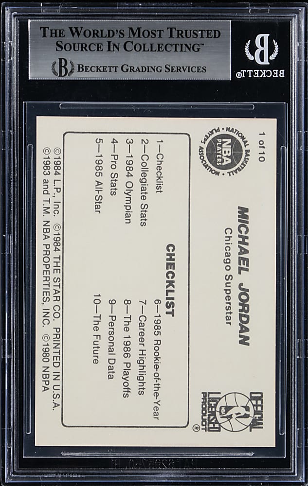 1986 Star Basketball Michael Jordan #1 "Checklist" BGS Authentic-Altered