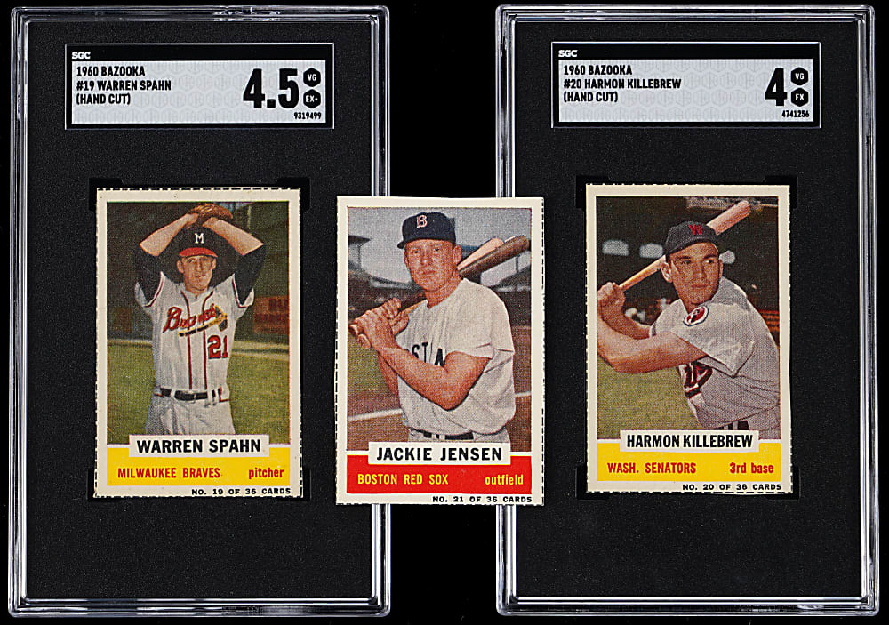 1960 Bazooka Singles Trio with (2) SGC Graded Hall of Famers