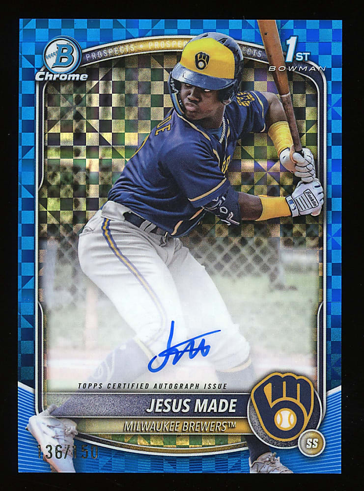 2025 Bowman Chrome 1st Bowman Jesus Made Certified Auto Blue X-Fractor #136/150