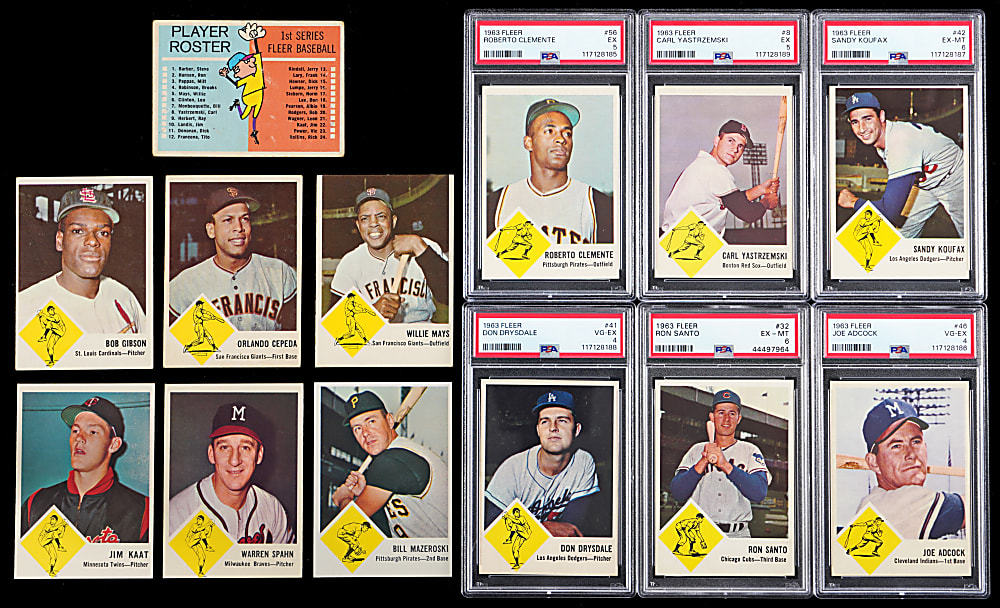 1963 Fleer Complete Set (66) Plus Checklist Including (8) PSA Graded Stars