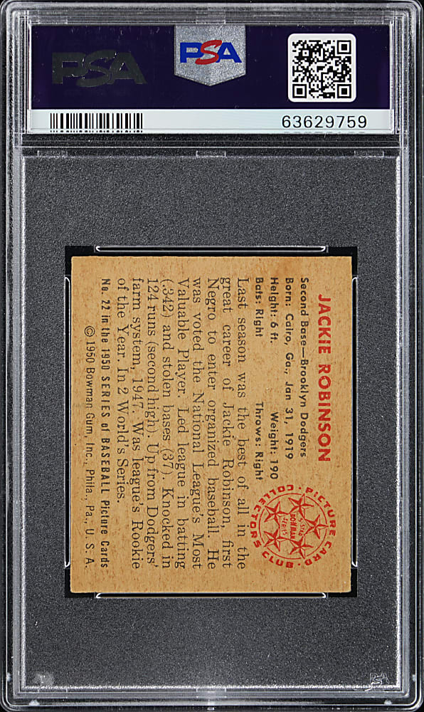 1950 Bowman #22 Jackie Robinson PSA EX 5 (mk)