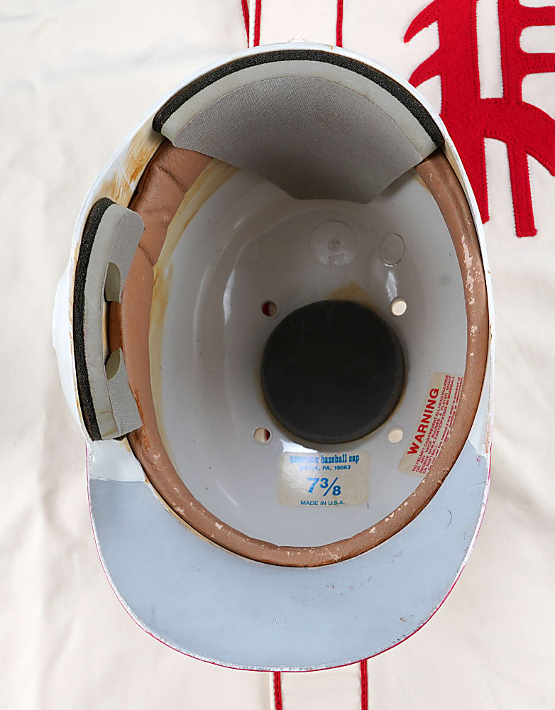 1993 Philadelphia Phillies Game-Used "Turn Back the Clock" Pair with Wes Chamberlain Batting Helmet & Ricky Jordan Jersey - Phil Wood LOA