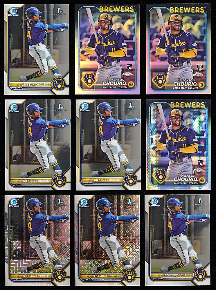 2022-2024 Jackson Chourio Topps & Bowman Rookie Hoard (172) with Refractors & Parallels