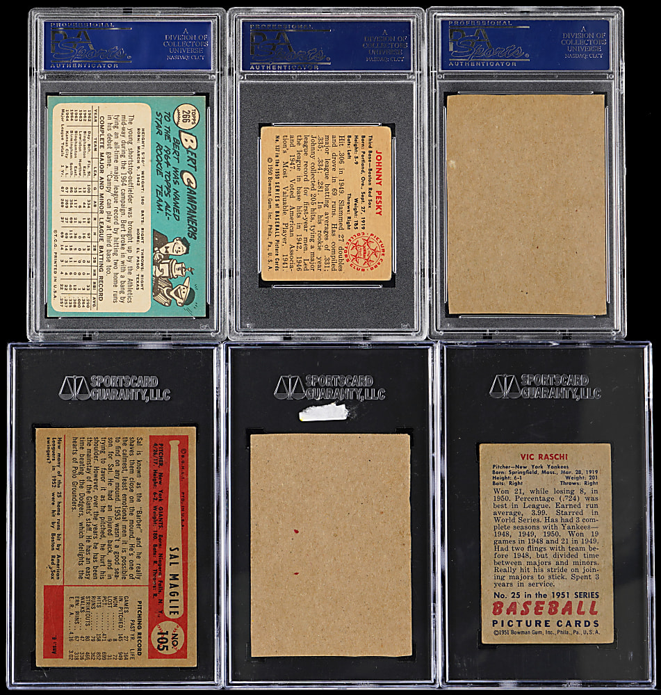 1950-1965 Signed Baseball Star Cards (6) - All PSA/DNA or SGC Authentic