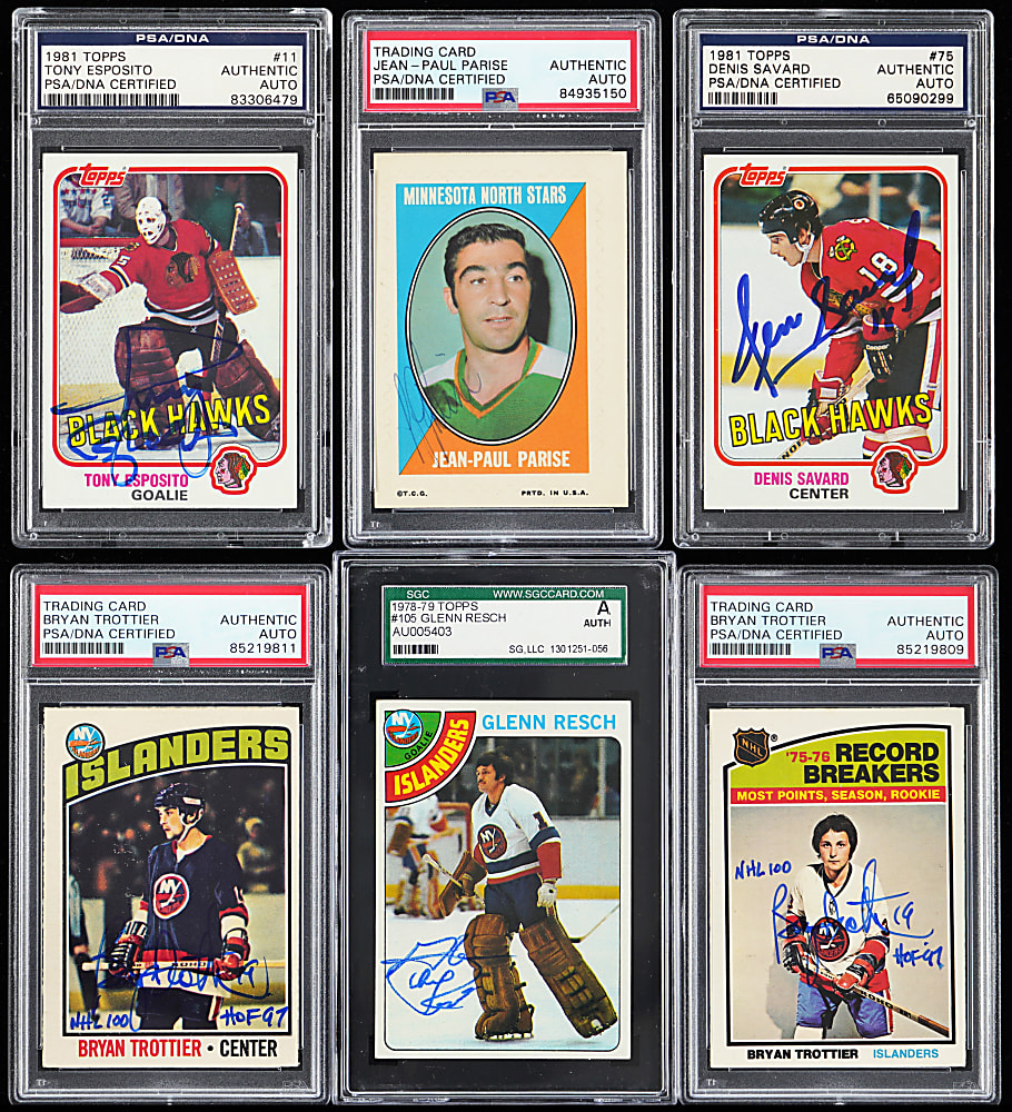 1970-1992 Hockey Hall of Fame & Star Signed Card Collection (9) with Rookies - All PSA/DNA or SGC
