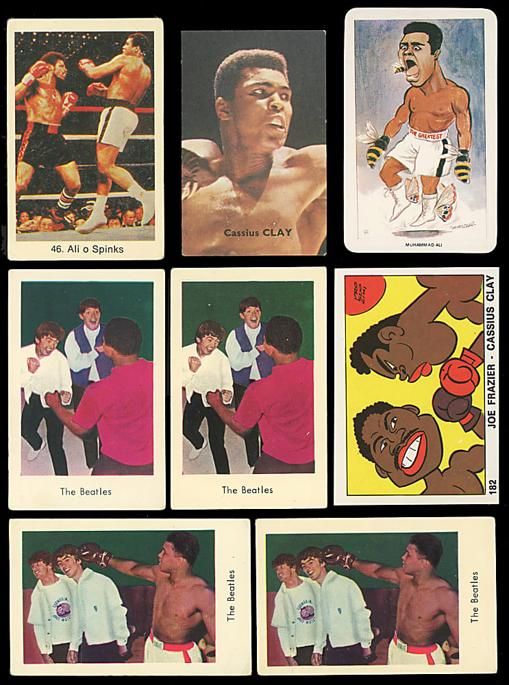 1964-1979 Muhammad Ali Foreign Card Group (8) with (4) Beatles
