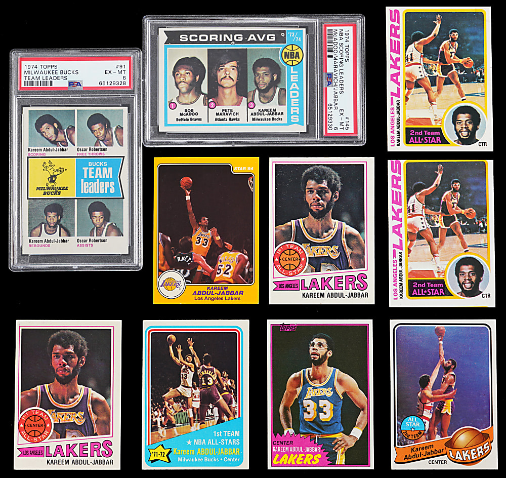 1971-1989 Kareem Abdul-Jabbar Collection (56) with (2) PSA Graded