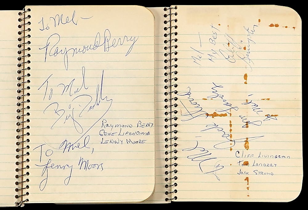 1958 Baltimore Colts vs. New York Giants "Greatest Game Ever Played" Multi-Signed Autograph Book Pair (77) Total Signatures with Vince Lombardi, Tom Landry, Johnny Unitas & "Big Daddy" Lipscomb