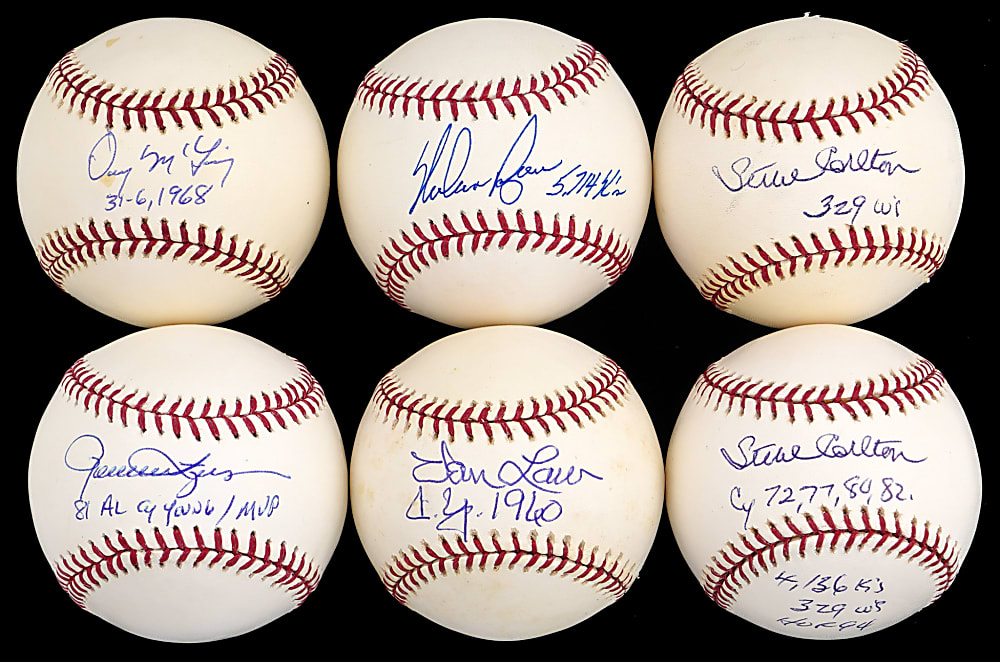 Hall of Fame & Star Pitcher Single-Signed Baseballs (12) All with Special Pitching Inscriptions