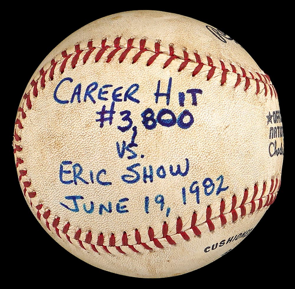 June 19th, 1982 Pete Rose Signed Career Hit #3,800 Game Used Commemorative Baseball with Full JSA & Provenance