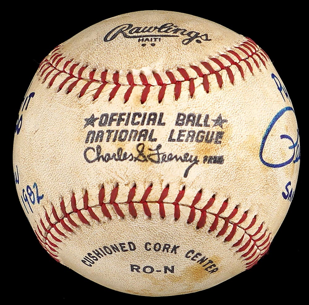 June 19th, 1982 Pete Rose Signed Career Hit #3,800 Game Used Commemorative Baseball with Full JSA & Provenance